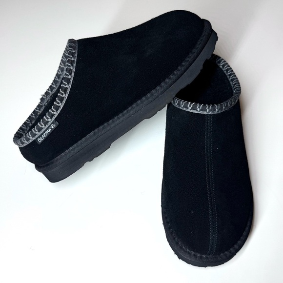 Bearpaw Womens Tabitha Cow Suede Black Slippers Size- 9 - Picture 3 of 11